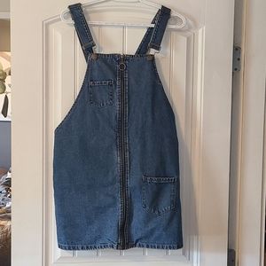 Denim overall mini dress